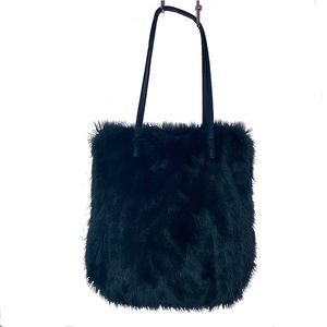BLACK FAUX FUR TOTE BAG